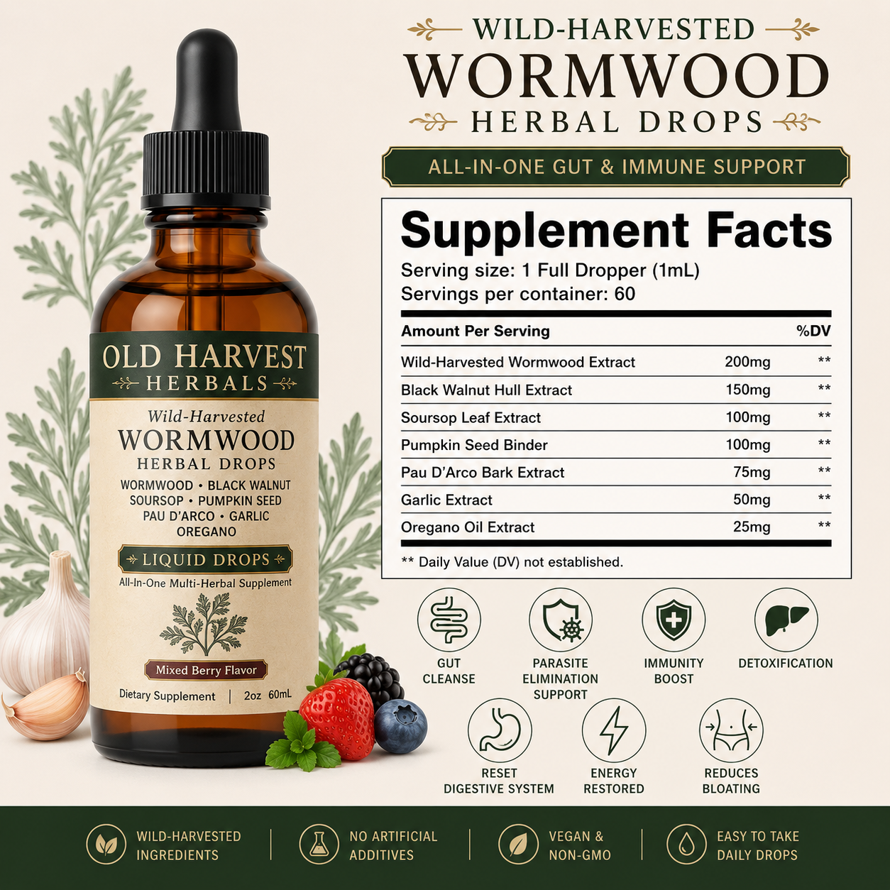 Wild-Harvested Wormwood Herbal Drops